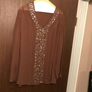 NWOT i.e. Light and flowy Sequin Shirt-1X